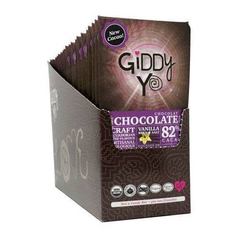 Giddy YoYo Vanilla Salt 82% Certified Organic Dark Chocolate Bars - YesWellness.com