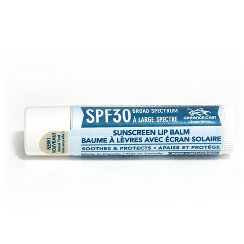 Green Cricket Fragrance Free SPF30 Sunscreen Lip Balm 4g - YesWellness.com