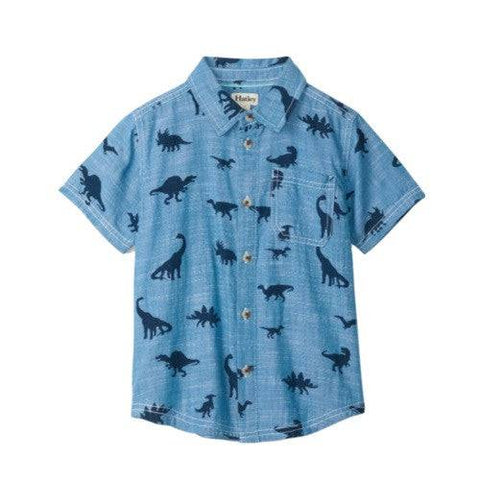 Hatley Boy's Dino Silhouettes Short Sleeve Button Down Shirt - YesWellness.com