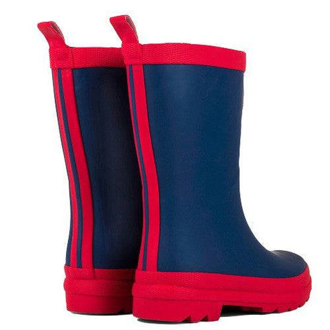 Hatley Boy's Navy & Red Matte Rain Boots - YesWellness.com