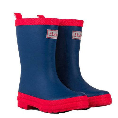 Hatley Boy's Navy & Red Matte Rain Boots - YesWellness.com