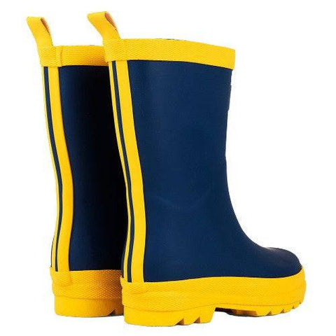 Hatley Boy's Navy & Yellow Matte Rain Boots - YesWellness.com