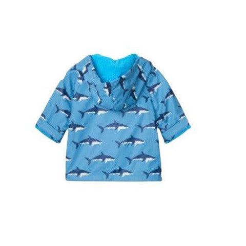 Hatley Boy's Swimming Sharks Colour Changing Baby Raincoat - YesWellness.com
