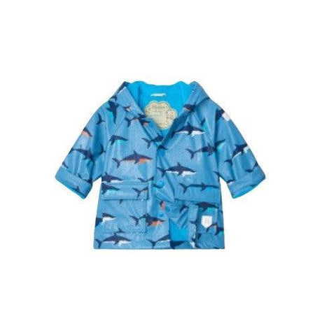 Hatley Boy's Swimming Sharks Colour Changing Baby Raincoat - YesWellness.com