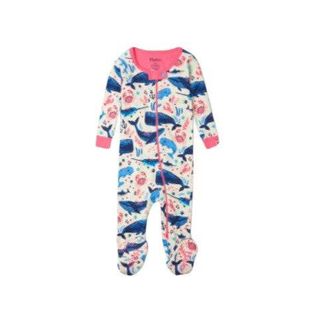 Hatley Girl's Aquatic Friends Organic Cotton Footed Coverall - YesWellness.com