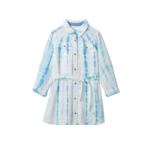Hatley Girl's Blue Tie Dye Stripes Shirt Dress - YesWellness.com