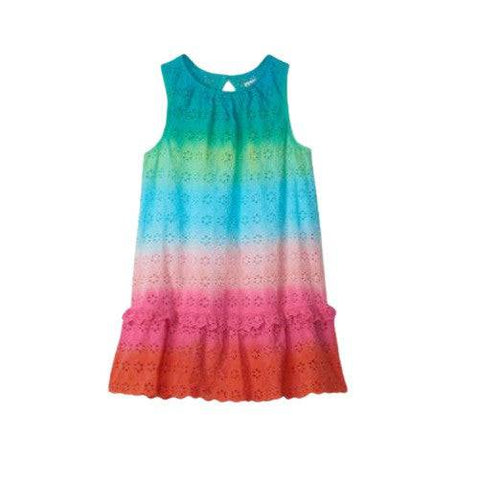 Hatley Girl's Gradient Rainbow Woven Ruffle Dress - YesWellness.com