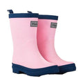 Hatley Girl's Pink & Navy Matte Rain Boots - YesWellness.com
