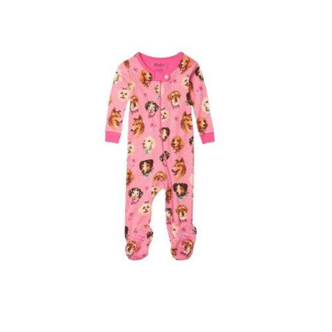 Hatley Girl's Puppy Portraits Organic Cotton Footed Coverall - YesWellness.com