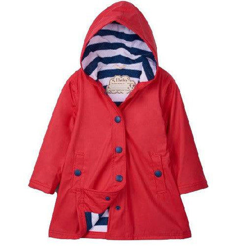 Hatley Girl's Red with Navy Stripe Lining Splash Jacket - YesWellness.com