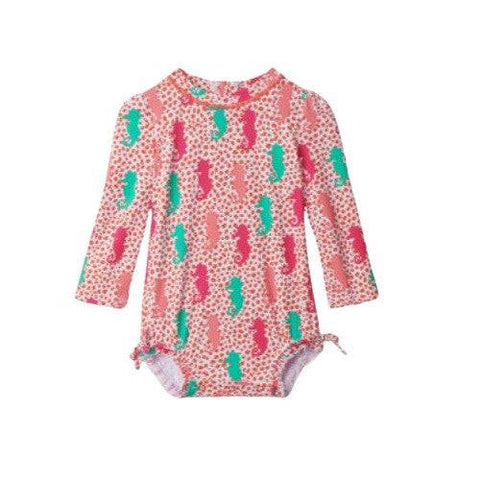Hatley Girl's Seahorse Polka Dots Baby Rashguard Swimsuit - YesWellness.com