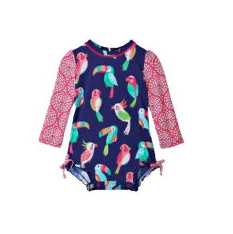 Hatley Girl's Tropical Birds Baby Rashguard Swimsuit - YesWellness.com
