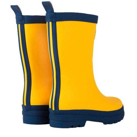Hatley Girl's Yellow & Navy Matte Rain Boots - YesWellness.com