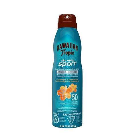 Hawaiian Tropic Island Sport Ultra-light Sweat Resistant Sunscreen SPF 50 170g - YesWellness.com