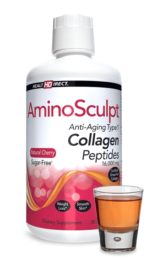 Expires March 2026 Clearance Health Direct AminoSculpt Collagen Peptides Sugar-Free Natural Cherry 887ml