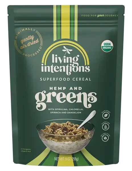 Expires February 2026 Clearance Living Intentions Activated Superfood Cereal Banana Hemp 255g
