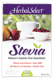 Herbal Select Stevia Whole Leaf Extract Gluten Free 100 x 0.52 g Packets - YesWellness.com