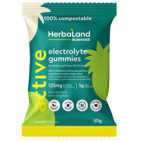 Herbaland Active Electrolyte Gummies Pina Colada Flavour 50g - YesWellness.com