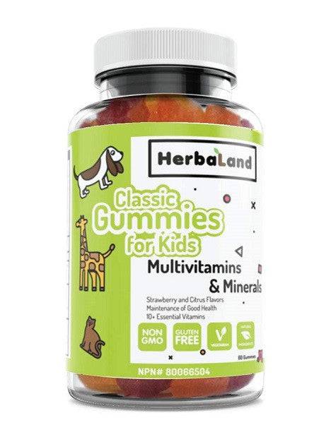 Herbaland Classic Gummies for Kids Multivitamins & Minerals - Strawberry & Citrus Flavours 60 Gummies - YesWellness.com