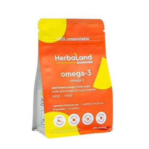 Herbaland Gummies Plant-Based Omega-3 Fatty Acids Orange 90 Gummies - YesWellness.com