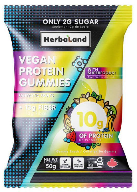 Herbaland Vegan Protein Gummies Fantastic Fruit 50g - YesWellness.com