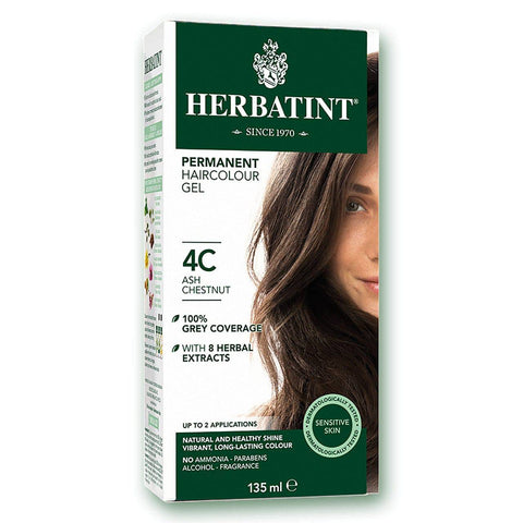 Herbatint Permanent Hair Colour Gel 4C Ash Chestnut 135mL - YesWellness.com