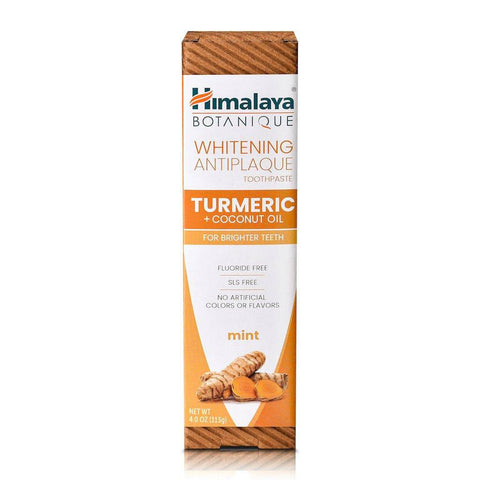 Himalaya Botanique Whitening Antiplaque Toothpaste Turmeric + Coconut Oil Mint 113g - YesWellness.com