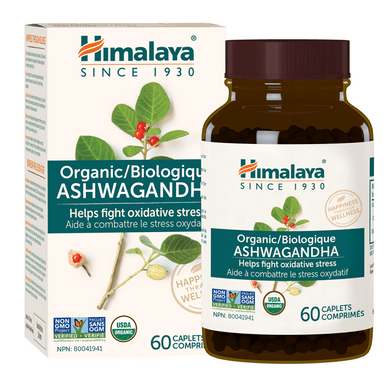 Himalaya Herbal Healthcare Organic Ashwagandha 60 Caplets - YesWellness.com