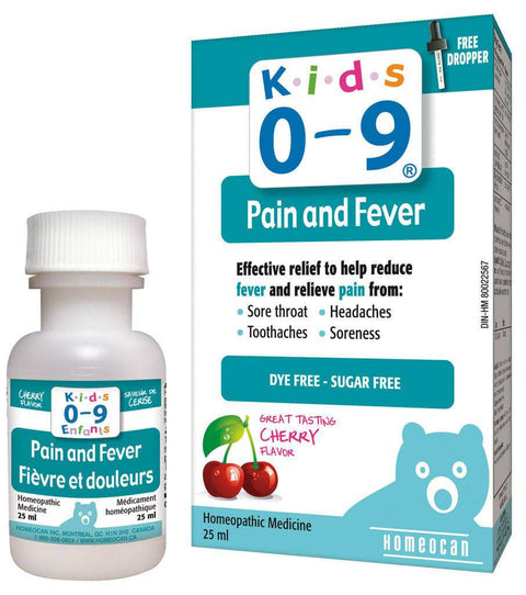 Homeocan Kids 0-9 Pain and Fever Cherry Flavor 25 ml - YesWellness.com