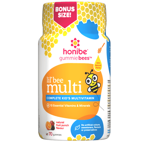 Honibe Gummiebees Lil’ bee Multi Complete Kid's Multivitamin - Natural Fruit Punch Flavour 70 Gummies - YesWellness.com