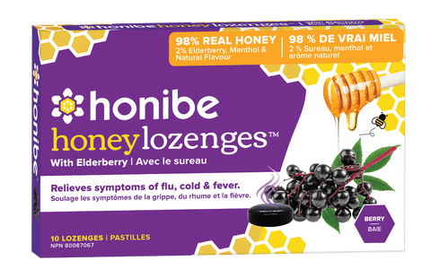 Honibe Honey Lozenges Relieves Symptoms of Flu, Cold & Fever with Elderberry- 10 Lozenges - YesWellness.com