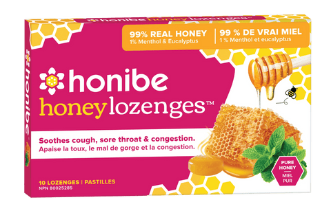 Honibe Honey Lozenges Soothes Cough, Sore Throat & Congestion - Pure Honey 10 Lozenges - YesWellness.com