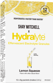 Hydralyte x Shay Mitchell Electrolyte Granules - Lemon Squeeze 12 x 6g packets - YesWellness.com