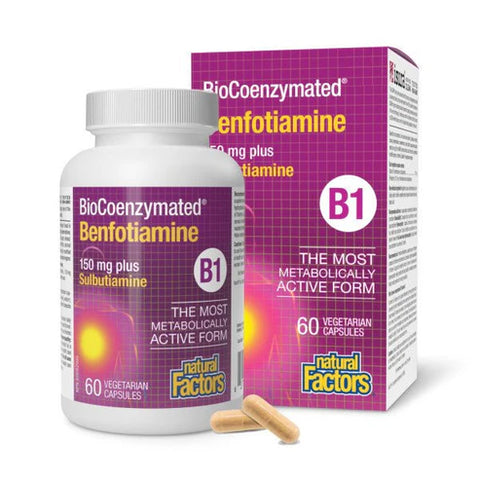 Natural Factors BioCoenzymated Benfotiamine B1 plus Sulbutiamine Veg Capsules