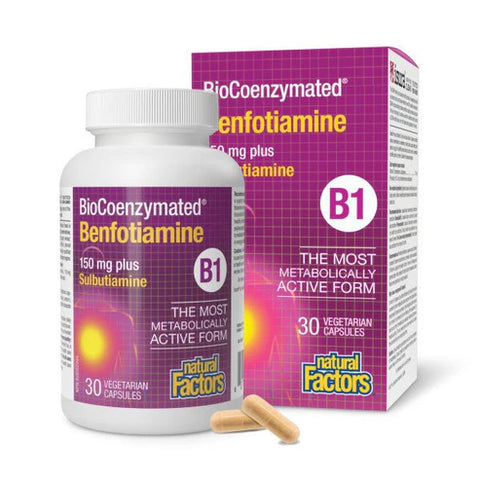 Natural Factors BioCoenzymated Benfotiamine B1 plus Sulbutiamine Veg Capsules