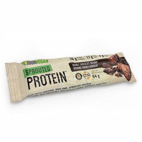 Iron Vegan Sprouted Protein Bar Double Chocolate Brownie 12 x 64g - YesWellness.com