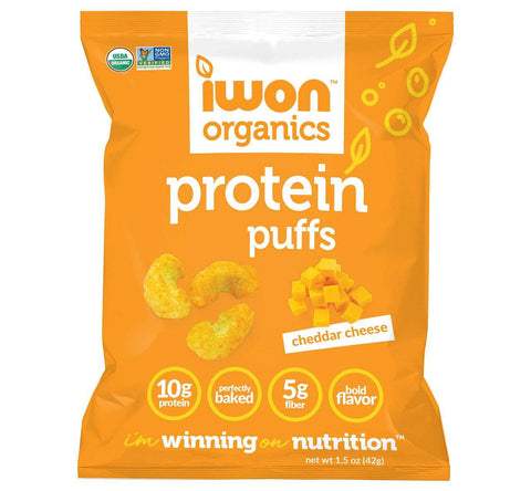 Iwon Organics Protein Puffs Cheddar Cheese 8 x 42g - YesWellness.com