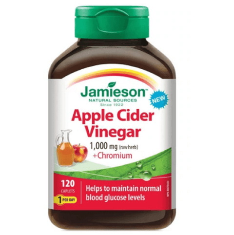 Jamieson Apple Cider Vinegar 1000 mg + Chromium 120 Caplets - YesWellness.com