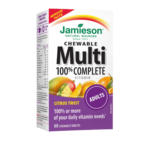 Jamieson Chewable Multi 100% Complete vitamin Citrus Twist 60 Chew Tablets - YesWellness.com