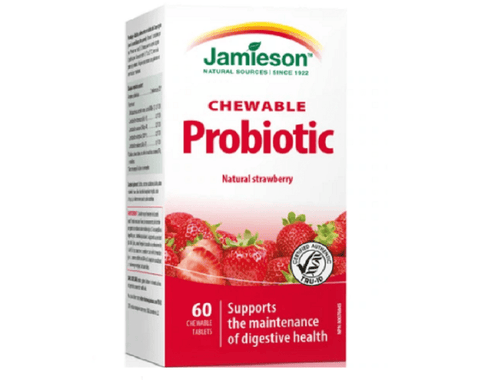 Jamieson Chewable Probiotic Natural Strawberry 60 Chewable Tablets - YesWellness.com