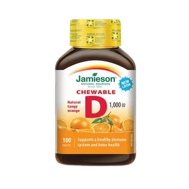 Jamieson Chewable Vitamin D3 1000IU - Natural Tangy Orange 100 tablets - YesWellness.com