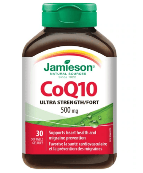 Jamieson CoQ10 Ultra Strength/Fort 500 mg 30 Softgels - YesWellness.com