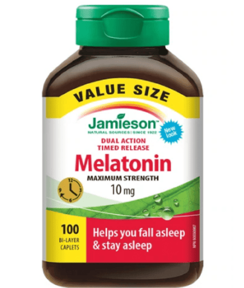 Jamieson Dual Action Timed Release Melatonin Maximum Strength 10 mg 100 Bi-Layer Caplets - YesWellness.com