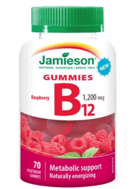 Jamieson Gummies B12 1200 mcg Raspberry Flavor 70 Vegetarian Gummies - YesWellness.com