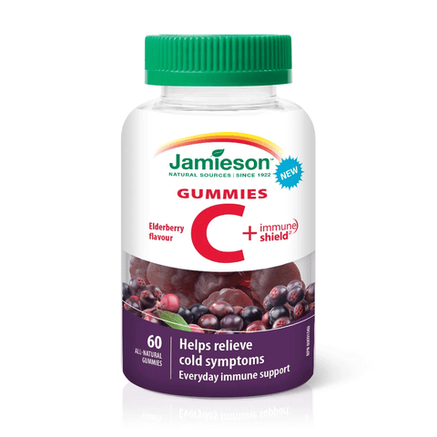 Expires December 2025 Clearance Jamieson Gummies Vitamin C + Immune Shield Elderberry Flavour 60 Gummies