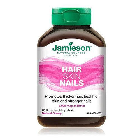 Jamieson Hair Skin Nails - 60 Fast Dissolving Tablets Natural Cherry - YesWellness.com