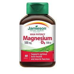 Jamieson High Potency Magnesium 500mg + D3 500IU 60 Caplets - YesWellness.com