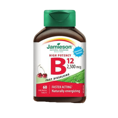Jamieson High Potency Vitamin B12 2500mcg Fast Dissolving 60 Sublingual Tablets - YesWellness.com