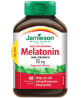 Jamieson Melatonin 10 mg Quick Dissolving Peppermint 60 Sublingual Tablets - MAX Strength - YesWellness.com