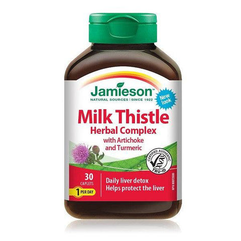 Jamieson Milk Thistle Herbal Complex with Artichoke & Turmeric 30 Caplets - YesWellness.com